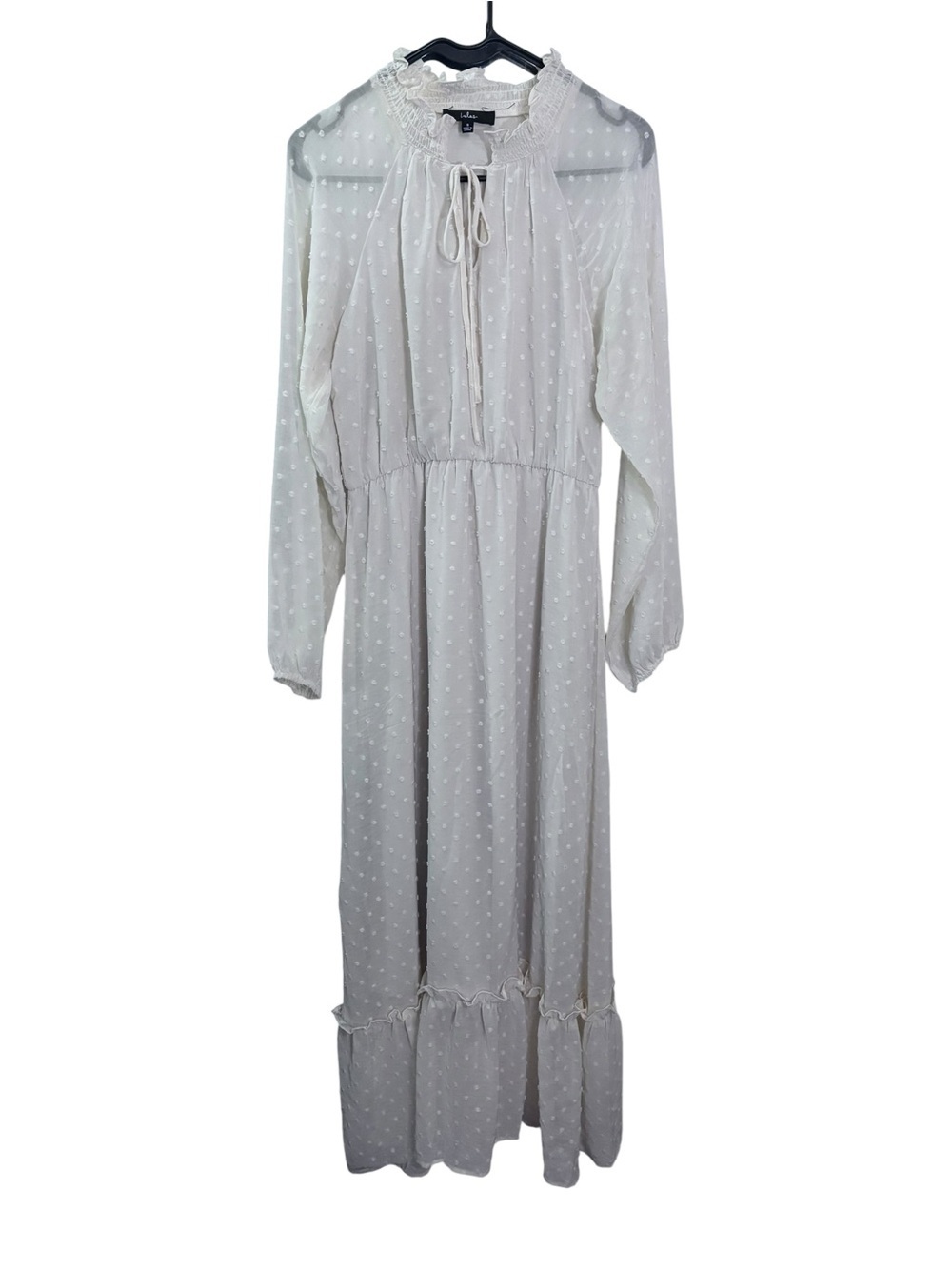 Fairytale Lulu’s Swiss Dot Long Sleeve Maxi Dress w/ Ruffle Collar | Size S